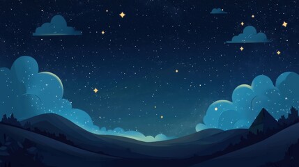 Fototapeta premium Starry Night over Rolling Hills
