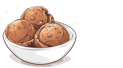Delicious bowl of creamy caramel ice cream scoops, drizzled with golden syrup and topped with crunchy nuts, perfect for a dessert delight or summer treat.