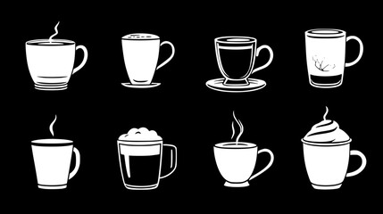 Collection of Americano icons, Americano vectorized seamless pattern