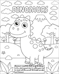 Cute coloring book with dinosaur