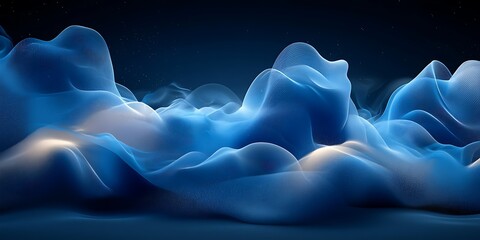 Obraz premium Abstract blue waves, dark background, digital art, website banner (1)