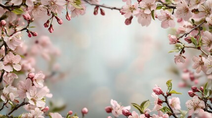 Fototapeta premium Romantic Spring Blossoms with Pink Tones Framing a Soft Background in Gentle Light