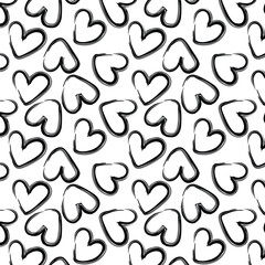 Seamless pattern black white heart brush Wallpaper 