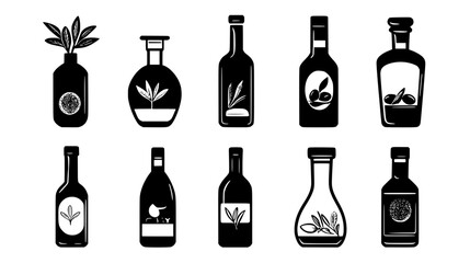 Collection of Olive oil continuous icon pattern, Olive oil vectorized artwork