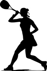Tennis player pose silhouette