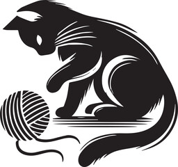  silhouette vector of cats playing