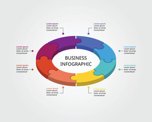 Jigsaw template with number for infographic for presentation for 8 element