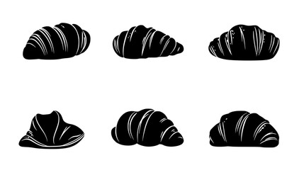 Collection of Croissants icons, Croissants vectorized seamless pattern