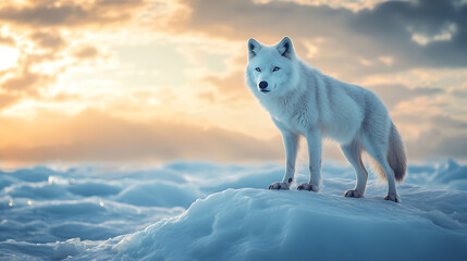 Obraz premium Winter wolf in snowy forest wildlife portrait