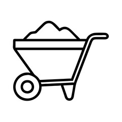 wheelbarrow icon, wheelbarrow line art - simple line art of wheelbarrow, perfect for wheelbarrow logos and icons and themed design