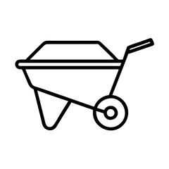 wheelbarrow icon, wheelbarrow line art - simple line art of wheelbarrow, perfect for wheelbarrow logos and icons and themed design