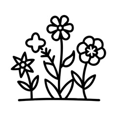 wildflower garden icon, wildflower garden line art - simple line art of wildflower garden, perfect for wildflower garden logos and icons and themed design