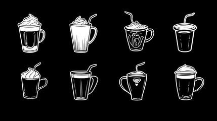 Collection of Latte Macchiato, vectorized drink design
