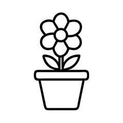 flower pot icon, flower pot line art - simple line art of flower pot, perfect for flower pot logos and icons and themed design
