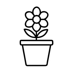 flower pot icon, flower pot line art - simple line art of flower pot, perfect for flower pot logos and icons and themed design