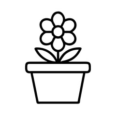 flower pot icon, flower pot line art - simple line art of flower pot, perfect for flower pot logos and icons and themed design