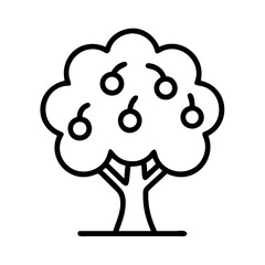 fruit tree icon, fruit tree line art - simple line art of fruit tree, perfect for fruit tree logos and icons and themed design