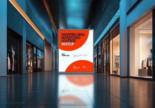 Shopping Mall Advertising Lightbox Mockup for Design and Branding Projects