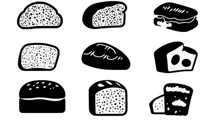 Collection of Multigrain bread, vectorized food design