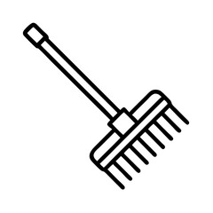 garden rake icon, garden rake line art - simple line art of garden rake, perfect for garden rake logos and icons and themed design