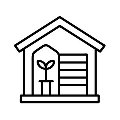 garden shed icon, garden shed line art - simple line art of garden shed, perfect for garden shed logos and icons and themed design