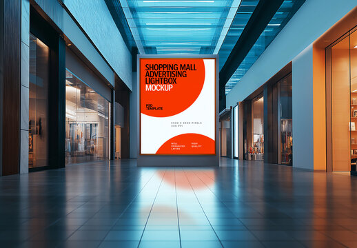 Shopping Mall Advertising Lightbox Mockup for Design and Branding Projects