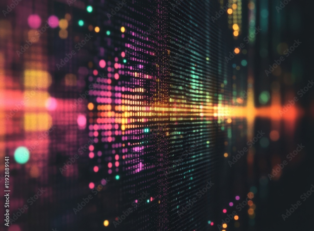 Poster vibrant abstract background with colorful dots and glowing lights creating a dynamic visual effect f