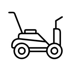 lawn mower icon, lawn mower line art - simple line art of lawn mower, perfect for lawn mower logos and icons and themed design