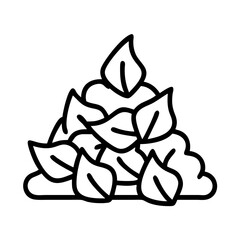 leaf pile icon, leaf pile line art - simple line art of leaf pile, perfect for leaf pile logos and icons and themed design