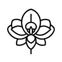 orchid bloom icon, orchid bloom line art - simple line art of orchid bloom, perfect for orchid bloom logos and icons and themed design