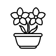 orchid pot icon, orchid pot line art - simple line art of orchid pot, perfect for orchid pot logos and icons and themed design