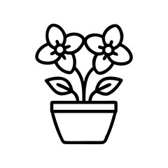orchid pot icon, orchid pot line art - simple line art of orchid pot, perfect for orchid pot logos and icons and themed design