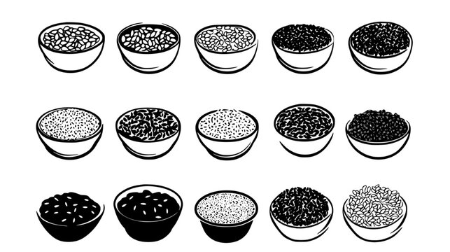 Collection of Sesame seeds continuous icon pattern, Sesame seeds vectorized artwork