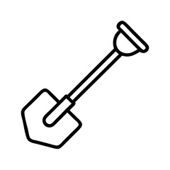 shovel icon, shovel line art - simple line art of shovel, perfect for shovel logos and icons and themed design