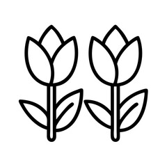 tulip flowers icon, tulip flowers line art - simple line art of tulip flowers, perfect for tulip flowers logos and icons and themed design