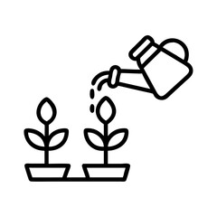 watering plants icon, watering plants line art - simple line art of watering plants, perfect for watering plants logos and icons and themed design