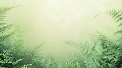 Obraz premium Green Natural Background with Fern Foliage and Empty Center Space
