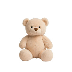 Obraz premium A cute, soft teddy bear sitting quietly, perfect for children's rooms and cozy spaces., isolated on a transparent background.