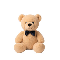 Obraz premium A cute teddy bear with a black bow tie, perfect for gifts and decorations., isolated on a transparent background.