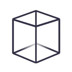A minimalist 3D cube illustration in line art style for design projects., isolated on a transparent background.