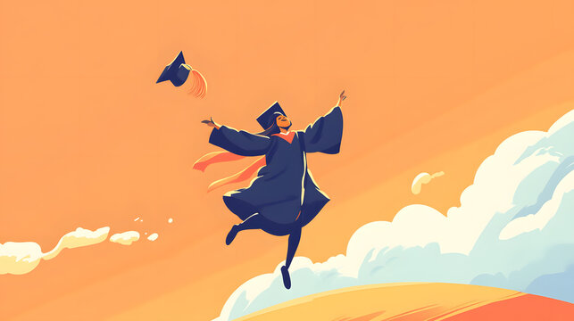 men clebrate his graduation throwing hats 