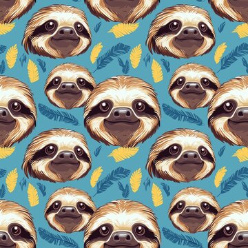 Sloth graphic seamless pattern