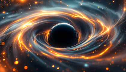Captivating Galactic Vortex: An Intriguing Black Hole Surrounded by Spiraling Cosmic Energy