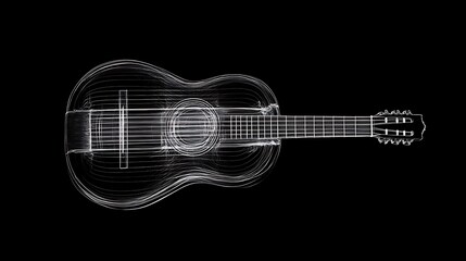 Fototapeta premium A retro photocopy design of a classic guitar
