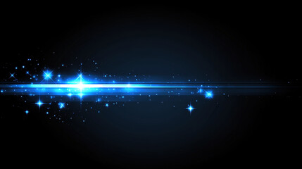 Obraz premium Bright blue light streaks with sparkling stars on dark background create magical atmosphere. This stunning visual can enhance various designs and projects