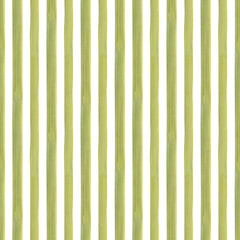 Hand painted illustration watercolor Olive green stripes on white background. Stripe seamless pattern. Plaid material. For fabric, sketchbook, wallpaper, wrapping paper, bags, for cards, banner.