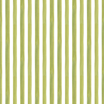 Fototapeta Hand painted illustration watercolor Olive green stripes on white background. Stripe seamless pattern. Plaid material. For fabric, sketchbook, wallpaper, wrapping paper, bags, for cards, banner.