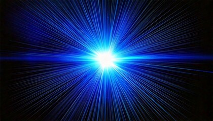 Blue light star burst on black background