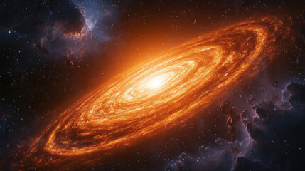 Obraz premium A cosmic view of a black hole surrounded by glowing rings of light and swirling gas clouds