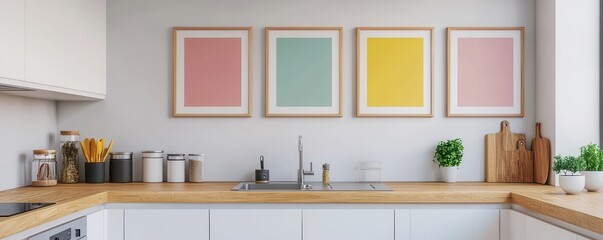 Modern Kitchen with Colorful Wall Art